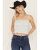 Image #1 - Miss Me Women's Floral Print Sleeveless Cropped Tank Top, Blue, hi-res