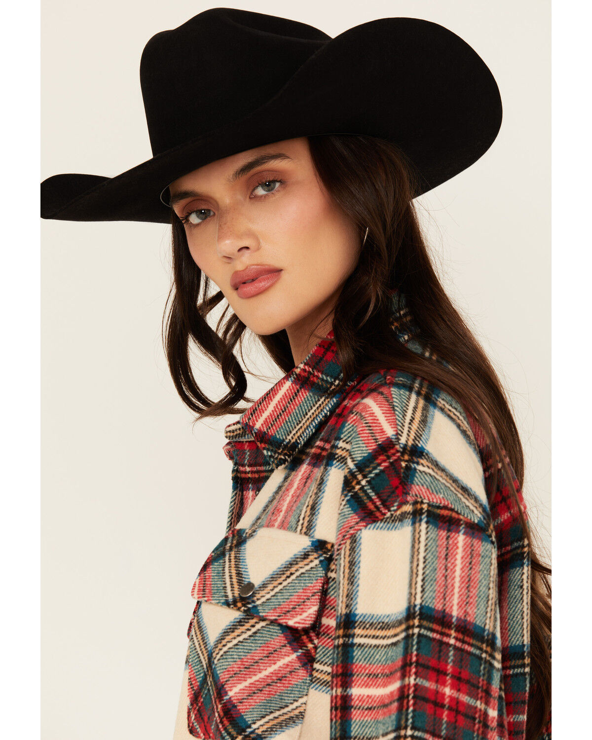 Image #2 - Fornia Women's Plaid Print Shacket, Red, hi-res