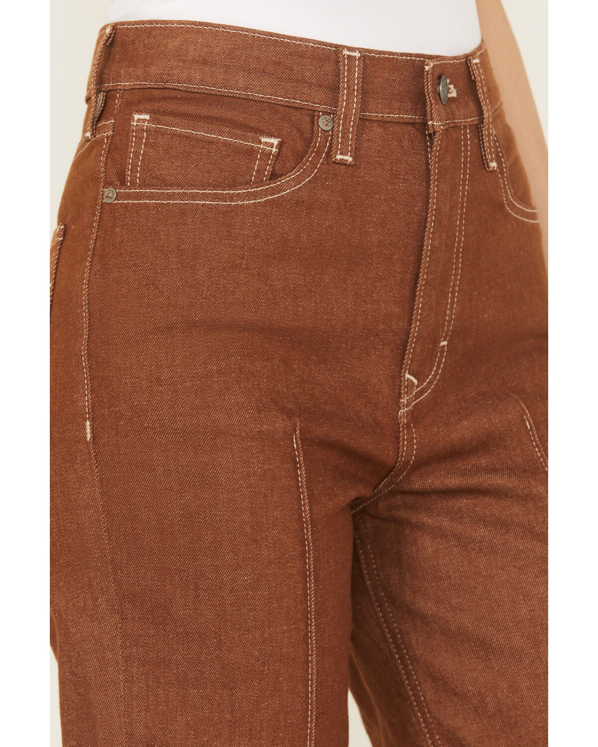 Image #2 - Ariat Women's Jazmine Relaxed Ultra High Rise Straight Stretch Denim Jeans, Brown, hi-res