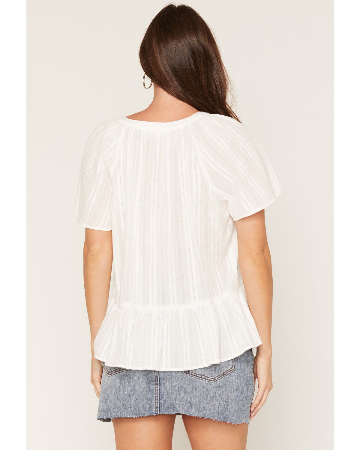 Image #4 - Lovestitch Women's Short Sleeve Peplum Top, White, hi-res