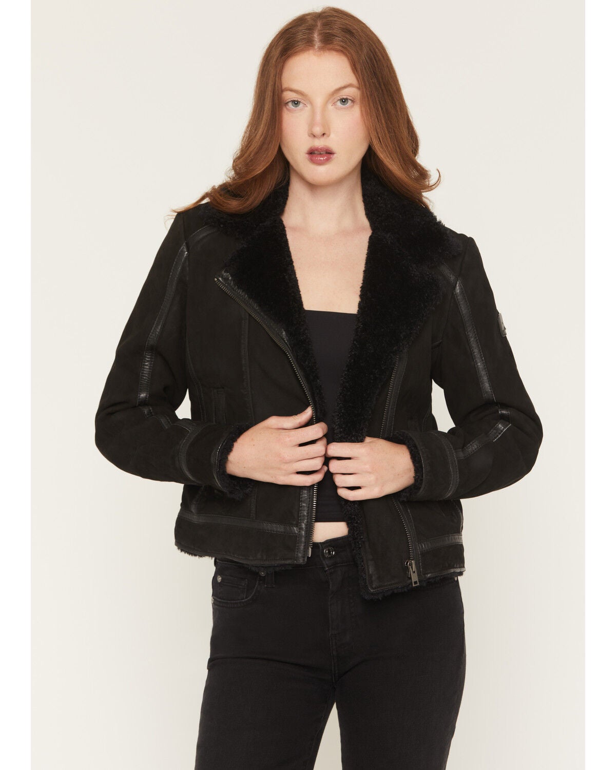 Mauritius Leather Women's RIla Moto Jacket, Black, hi-res