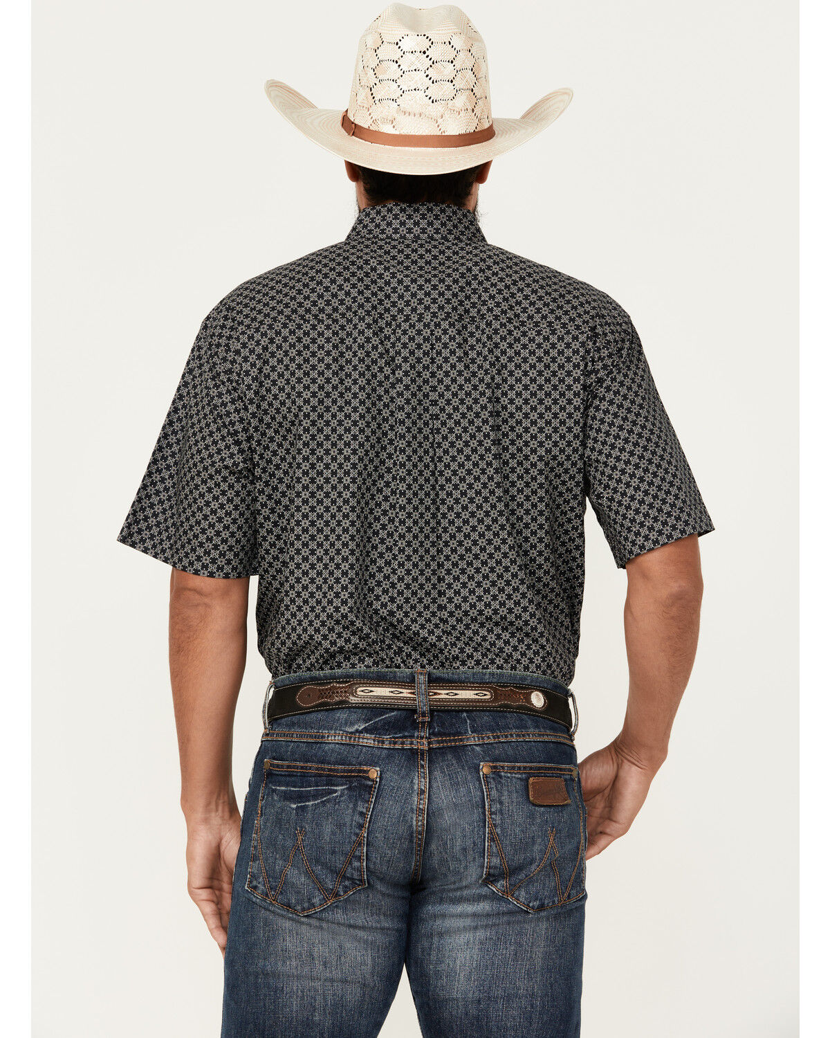 Image #4 - Cinch Men's Geo Print Short Sleeve Button-Down Western Shirt, Black, hi-res
