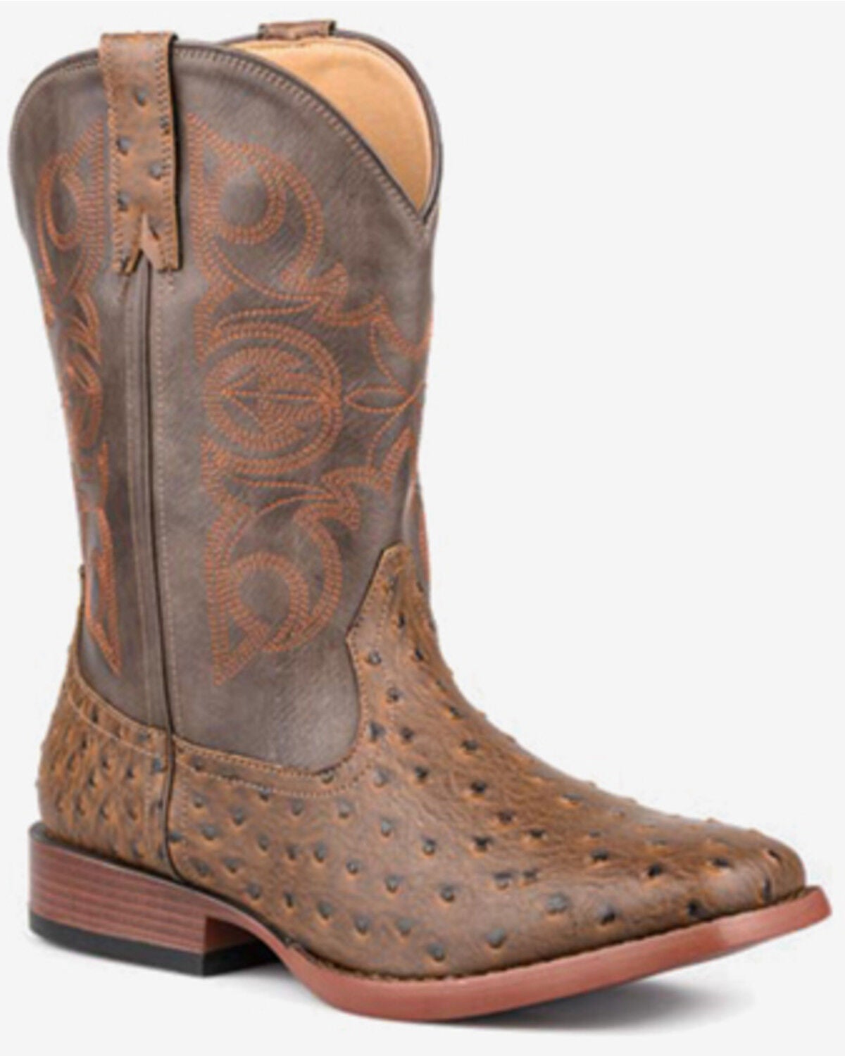 Roper Boys' Luke Western Boots - Broad Square Toe, Brown, hi-res