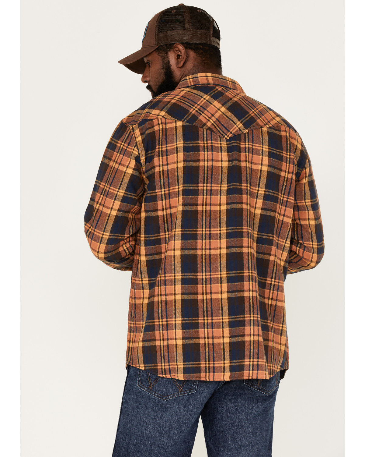 Image #4 - Cody James Men's Wood Chuck Large Plaid Print Snap Western Flannel Shirt, Brown, hi-res