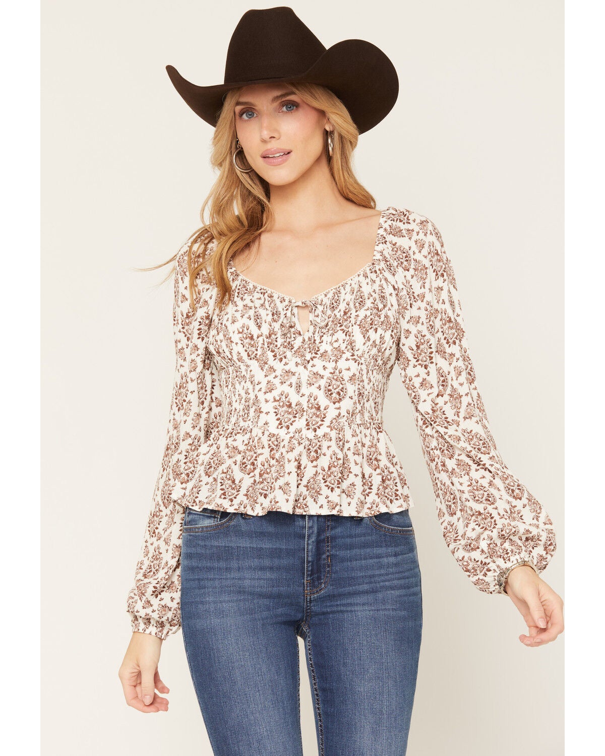 Image #1 - Ash & Violet Women's Boot Barn Exclusive Conversational Print Corset Top, Ivory, hi-res