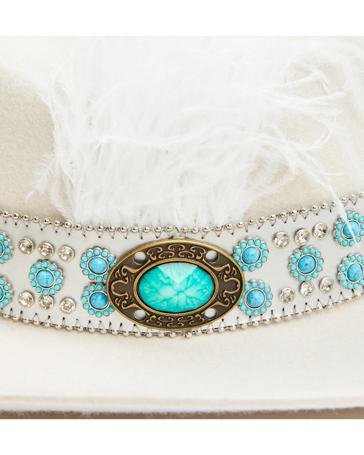 Image #2 - Shyanne Women's Beaded and Feather Embellished Felt Cowboy Hat, Ivory, hi-res