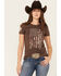 Image #1 - Howitzer Women's One Nation Short Sleeve Graphic Tee, Dark Brown, hi-res