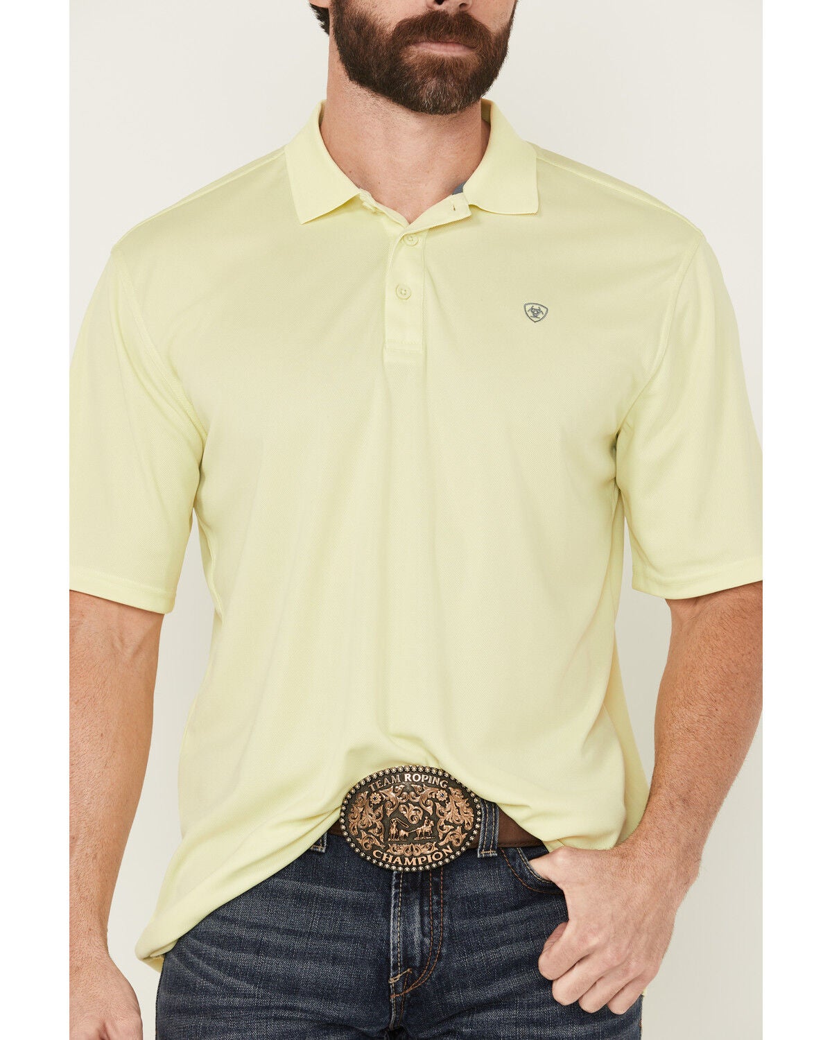 Image #3 - Ariat Men's Short Sleeve Tek Polo, Seafoam, hi-res
