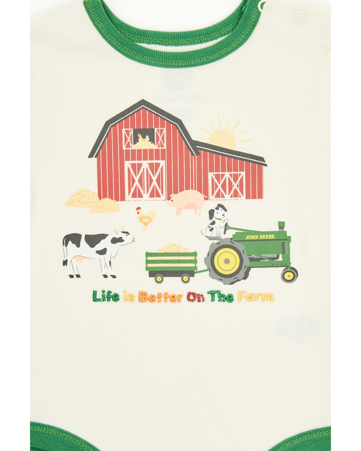 Image #2 - John Deere Infant Boys' Barnyard Short Sleeve Onesie, Cream, hi-res