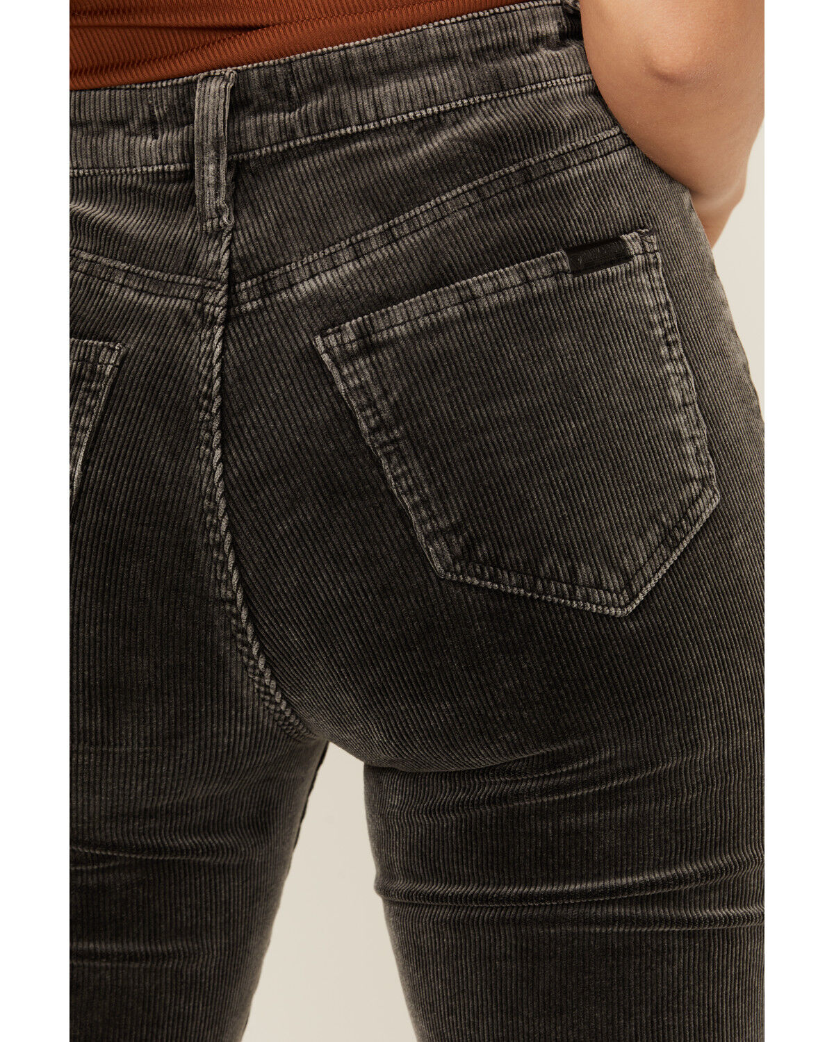 Image #4 - Rock & Roll Denim Women's High Rise Corduroy Bargain Modest Bootcut Stretch Jeans, Charcoal, hi-res