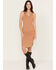 Image #1 - Miss Me Women's Ribbed Mini Dress, Cognac, hi-res