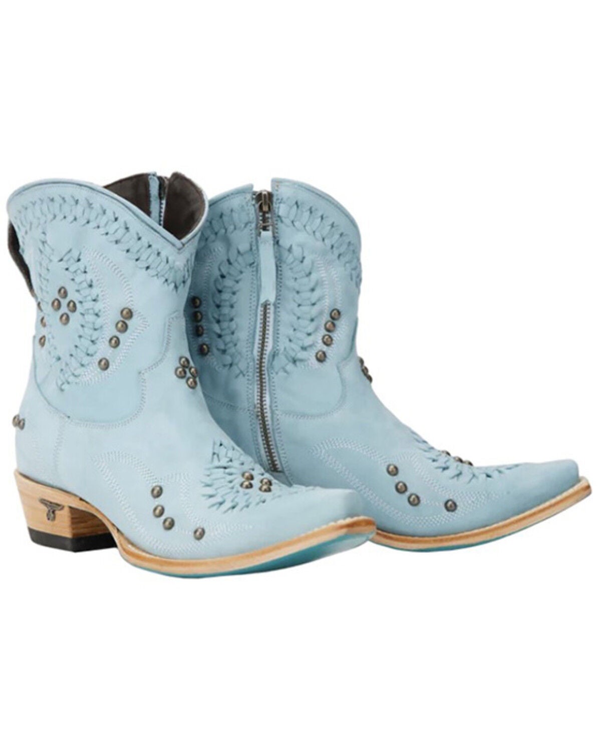 Image #1 - Lane Women's Cossette Western Booties - Snip Toe, Blue, hi-res