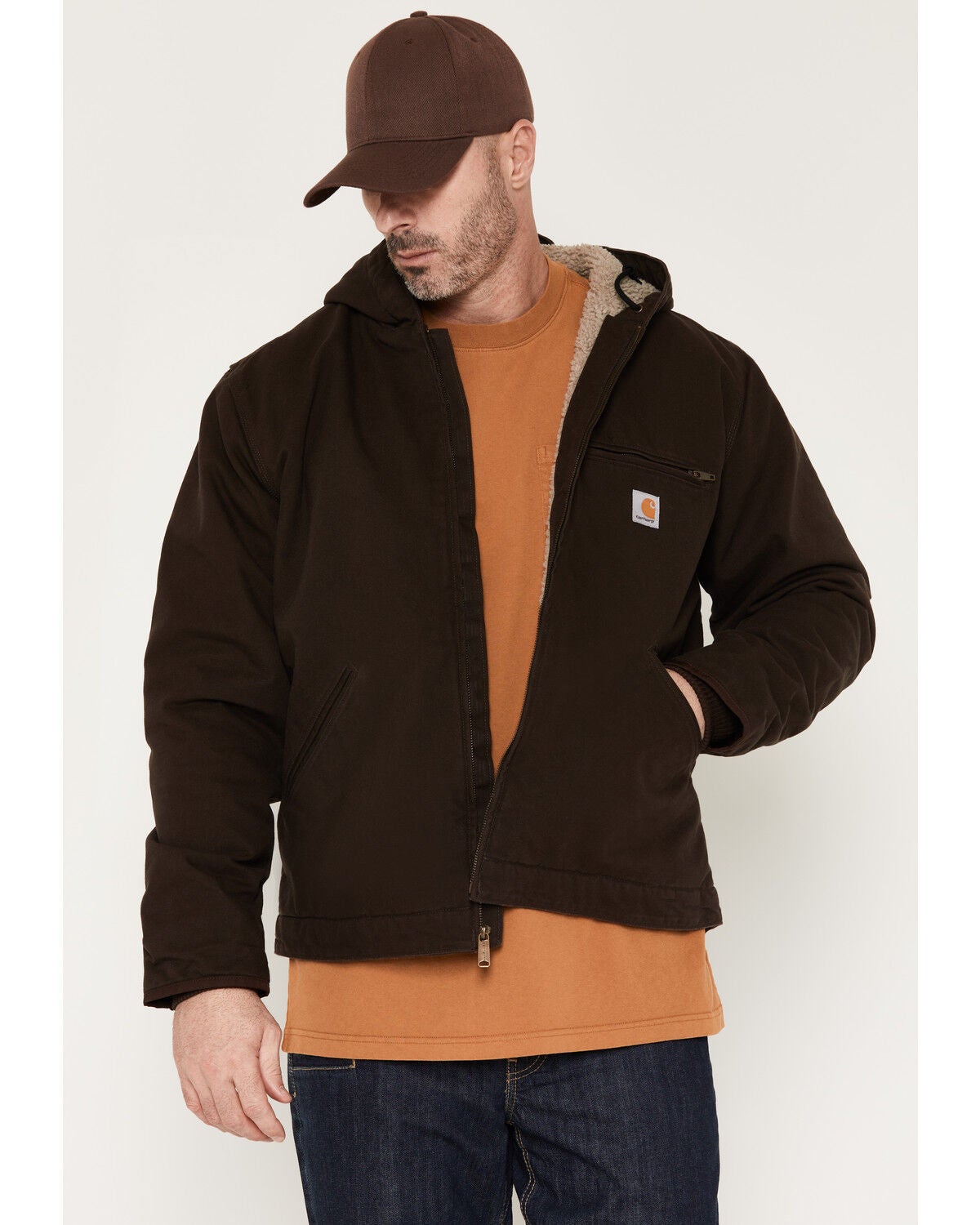 Carhartt Men's Washed Duck Sherpa Lined Hooded Work Jacket