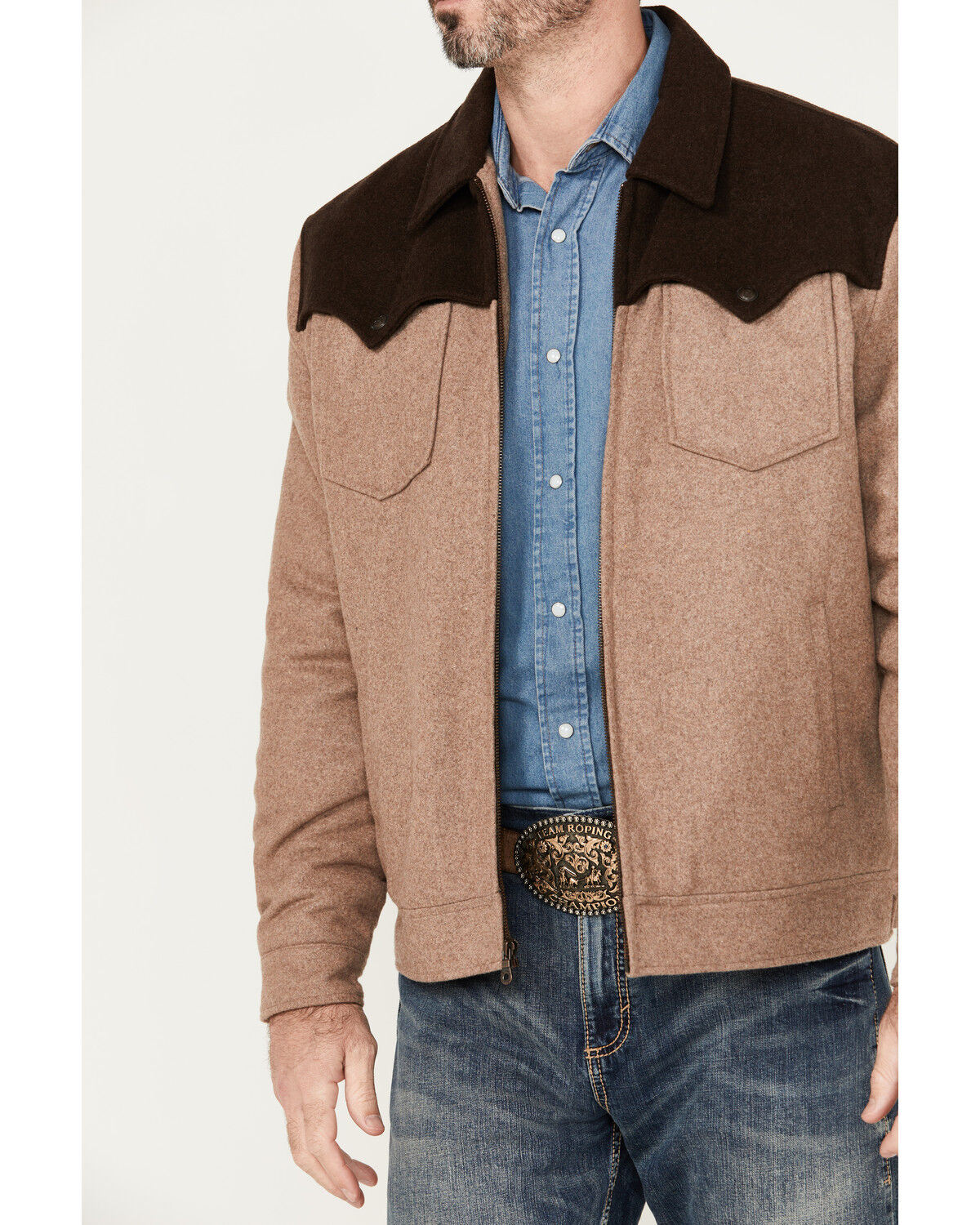 Image #3 - Cripple Creek Men's Yellowstone Wool Jacket, Oatmeal, hi-res