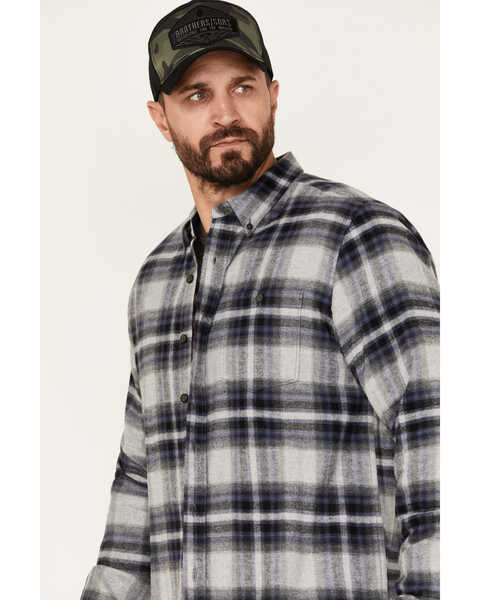 Image #2 - North River Men's Medium Plaid Print Long Sleeve Button-Down Flannel Shirt, Grey, hi-res