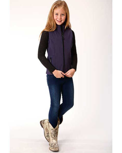 Image #3 - Roper Girls' Softshell Fleece Vest, Purple, hi-res