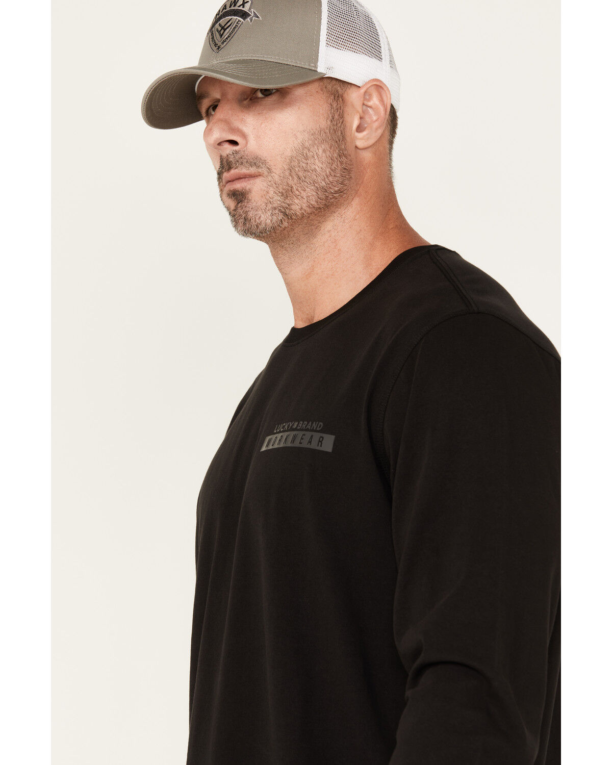 Image #2 - Lucky Brand Workwear Men's Solid Core Logo Long Sleeve Work Shirt, Black, hi-res