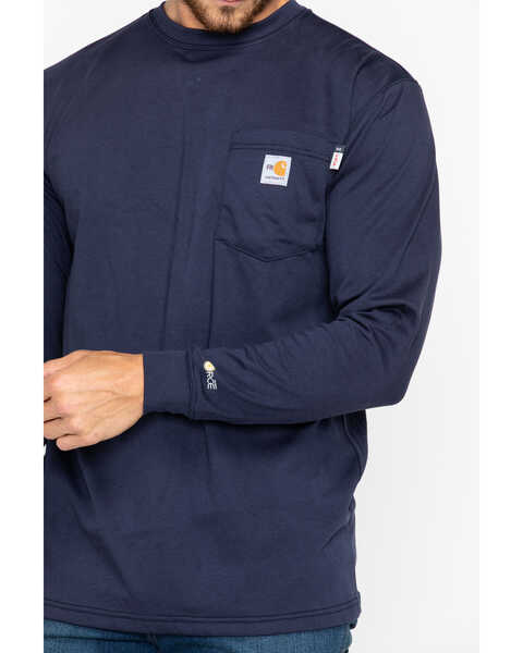 Carhartt Men's Flame-Resistant Solid Long-Sleeve Work Shirt - Big & Tall, Navy, hi-res