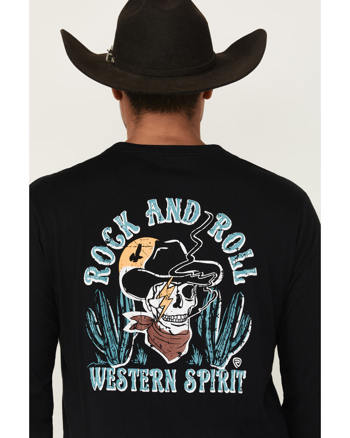Image #4 - Rock & Roll Denim Men's Cowboy Skull Long Sleeve Graphic T-Shirt, Black, hi-res