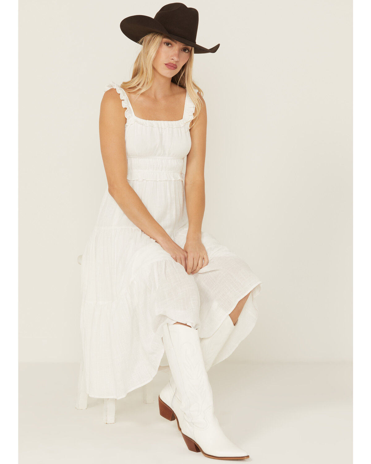 Image #1 - Yura Women's Solid Sleeveless Midi Dress, White, hi-res