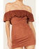 Image #3 - Shyanne Women's Off Shoulder Faux Suede Mini Dress, Chestnut, hi-res