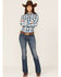 Image #2 - Roper Women's Plaid Print Long Sleeve Snap Western Shirt, Blue, hi-res