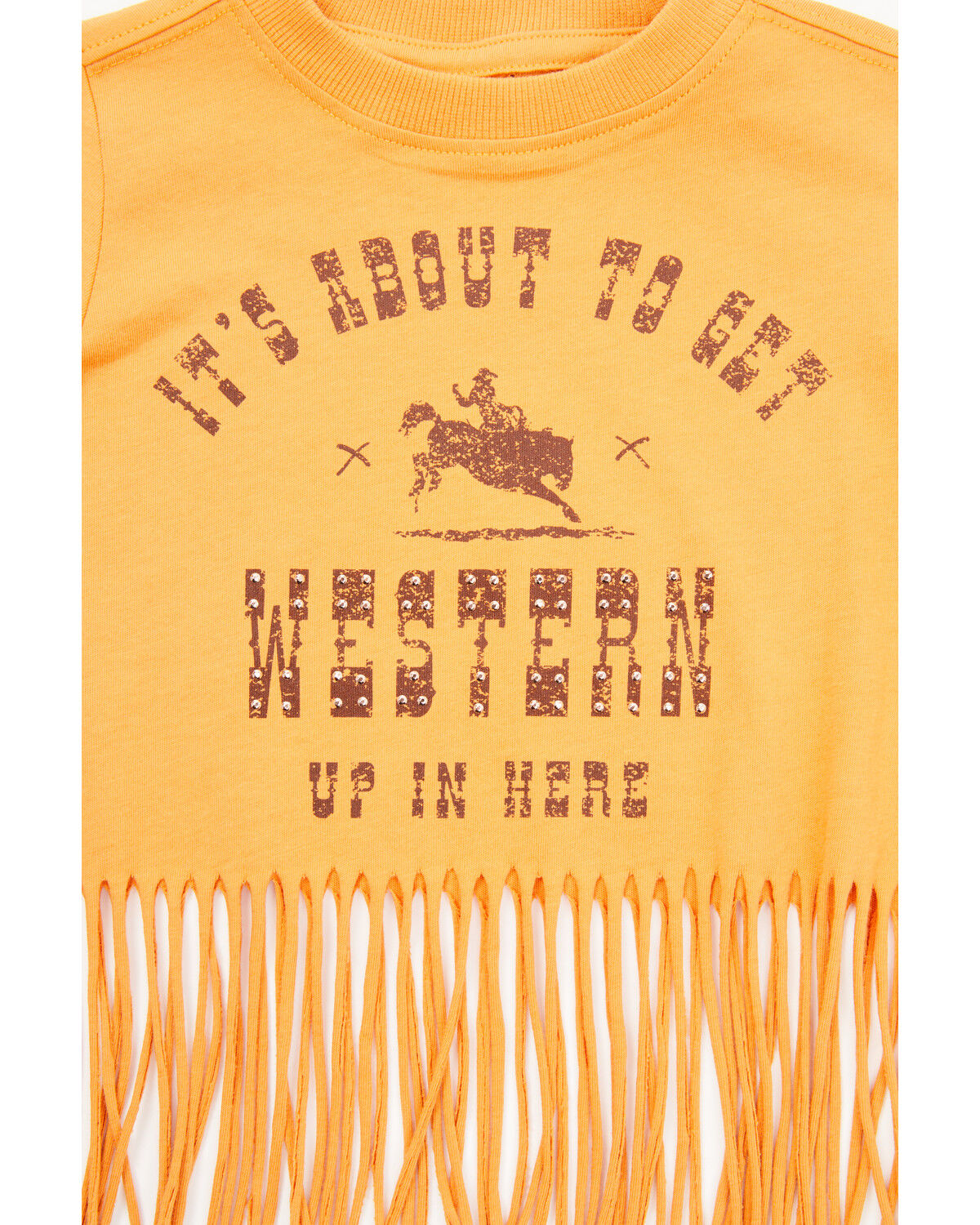 Image #2 - Shyanne Toddler Girls' It's About To Get Western Fringe Short Sleeve Graphic Tee, Gold, hi-res
