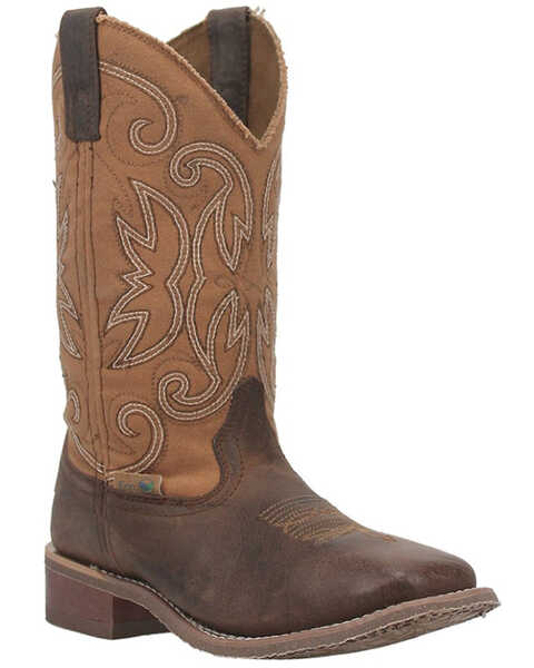 Laredo Women's Caney Western Boots - Broad Square Toe , Honey, hi-res