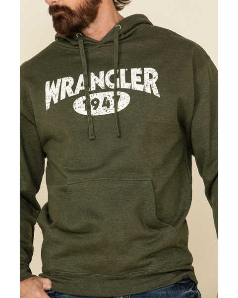 Image #4 - Wrangler Men's Logo Graphic Hooded Sweatshirt , Green, hi-res