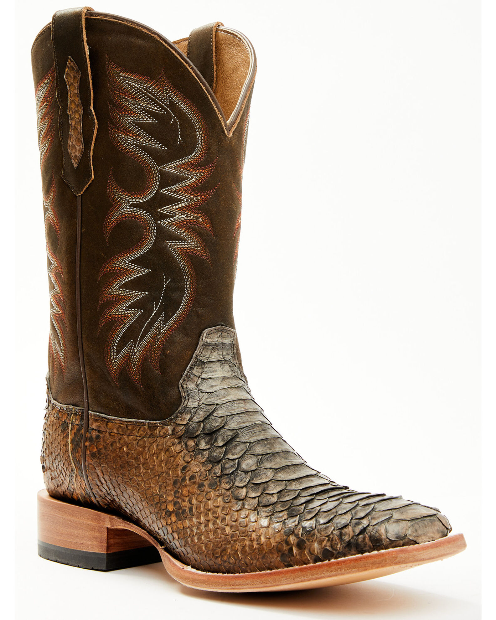 Square toe snakeskin cowboy sales boots