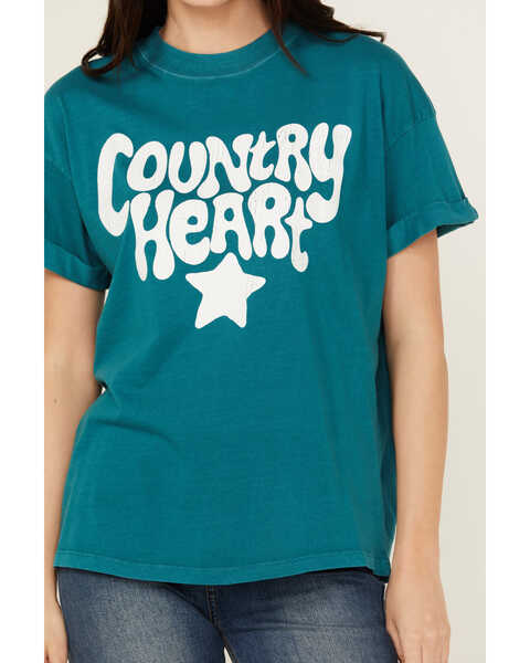 Image #3 - Girl Dangerous Country Heart Short Sleeve Graphic Tee , Aqua, hi-res