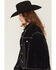 Image #2 - Azalea Wang Women's Dark Wash Pearl Studded Button-Down Denim Jacket, Dark Wash, hi-res