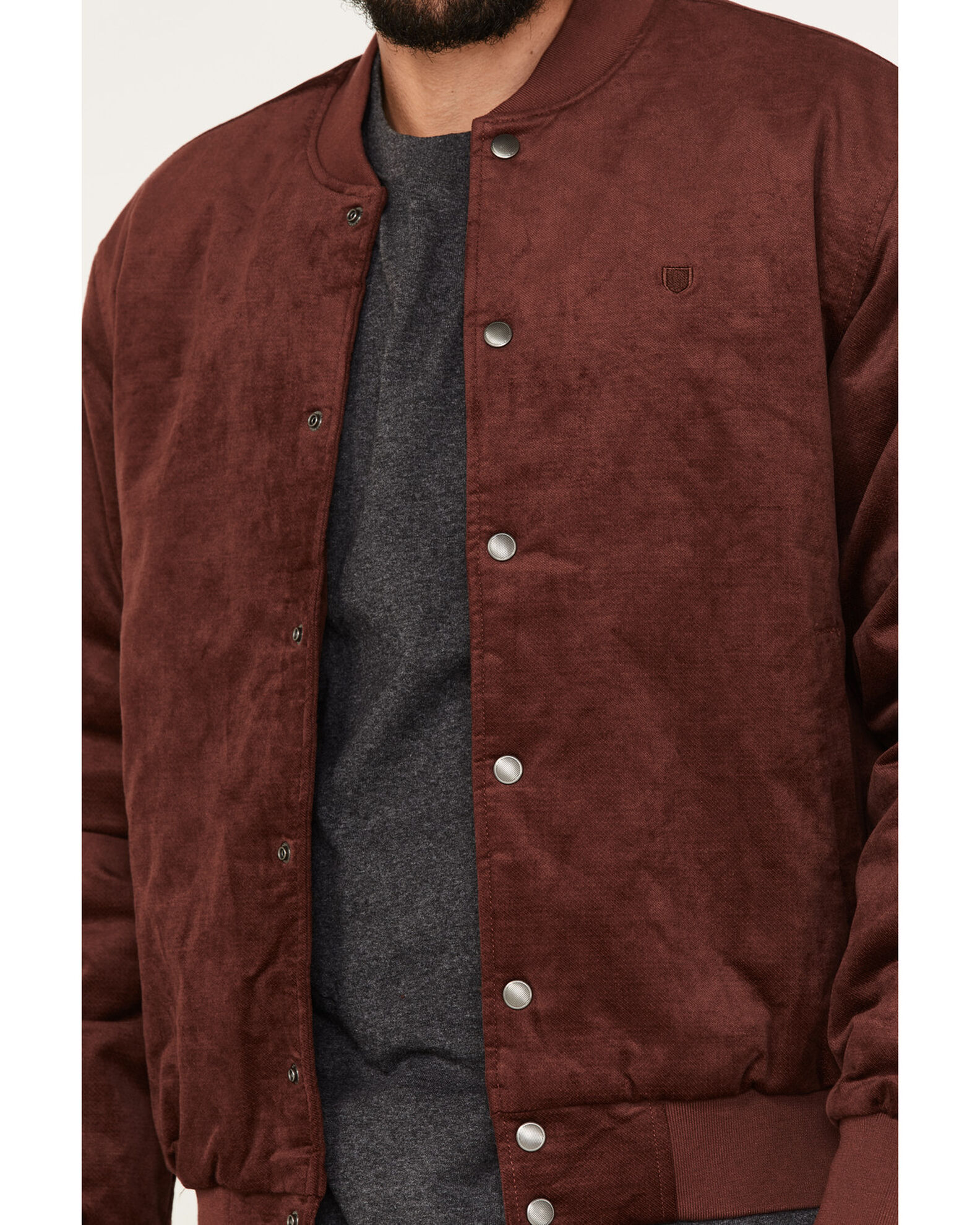 Image #3 - Brixton Men's Dillinger Bomber Jacket, Burgundy, hi-res