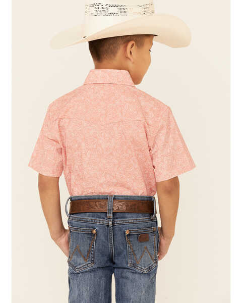 Image #4 - Ely Walker Boys' Coral Paisley Print Short Sleeve Snap Western Shirt , , hi-res