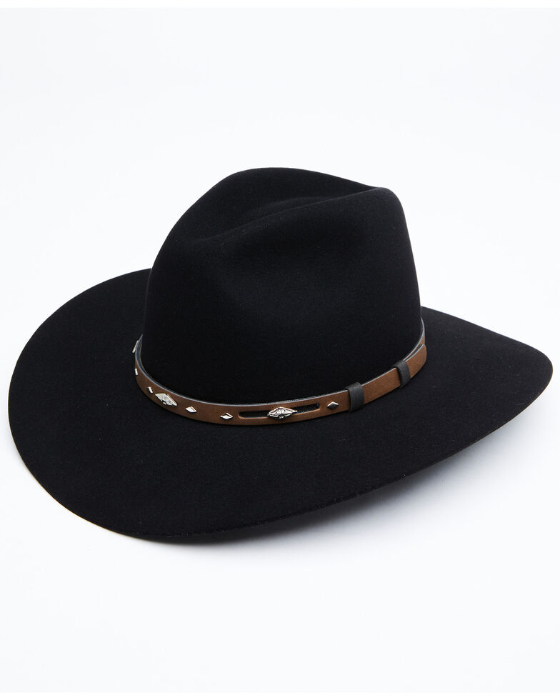 Rodeo King 5X Fur Felt Tracker Bonded Leather Western Hat, Black, hi-res