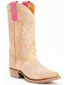 Macie Bean Girls' Heart Honey Western Boots - Snip Toe, Honey, hi-res