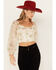 Image #1 - Sadie & Sage Women's Cham Afterglow Metallic Floral Print Crop Top, Off White, hi-res