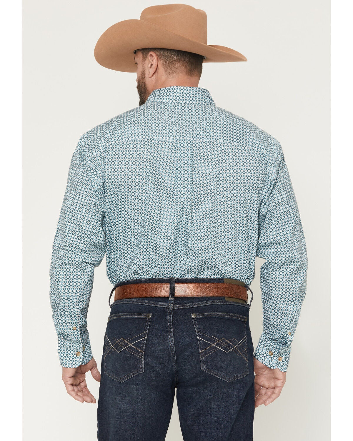 Image #4 - Wrangler Men's Classics Geo Print Long Sleeve Button-Down Western Shirt, Turquoise, hi-res