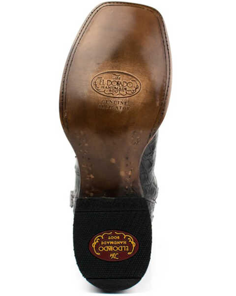 Image #7 - El Dorado Men's American Alligator Exotic Western Boots - Broad Square Toe, Chocolate, hi-res