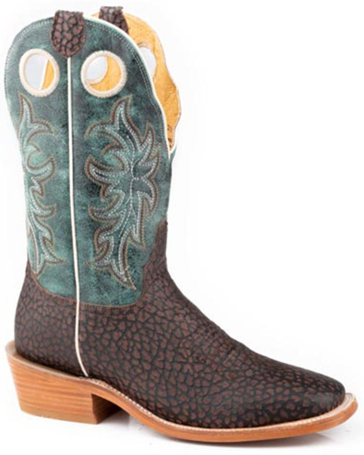 Roper Men's Ride Em' Bullrider Western Boots - Broad Square Toe, Brown, hi-res