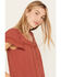 Image #2 - Jolt Women's Button Front Square Neck Peasant Top, Rust Copper, hi-res