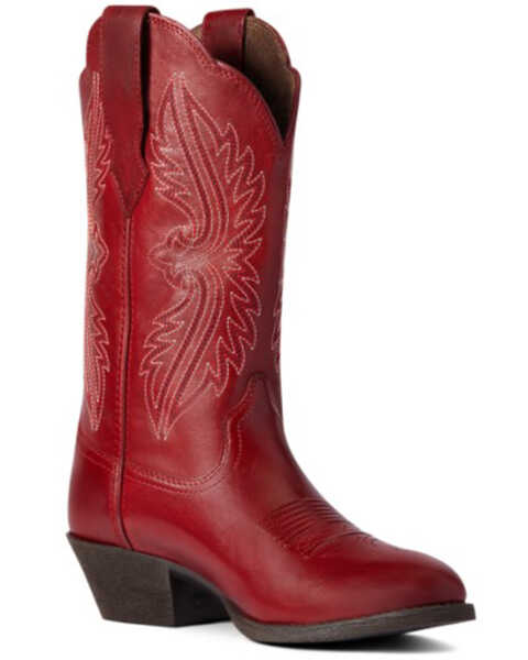 Image #1 - Ariat Women's Rosy Red Heritage R Toe Stretch Fit Full-Grain Western Boot - Round Toe, Red, hi-res