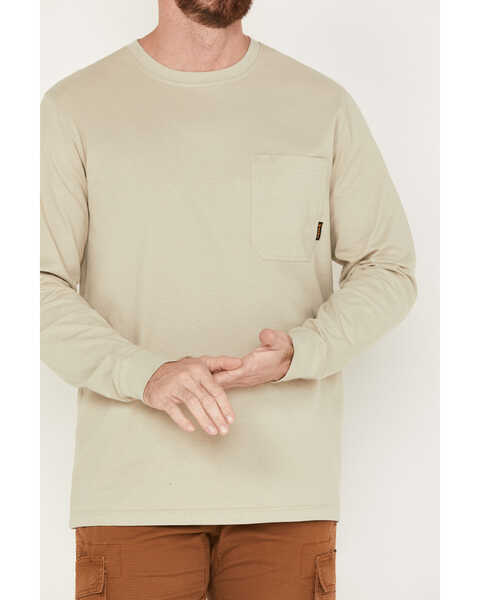 Image #3 - Hawx Men's Forge Long Sleeve Work Pocket T-Shirt , Taupe, hi-res