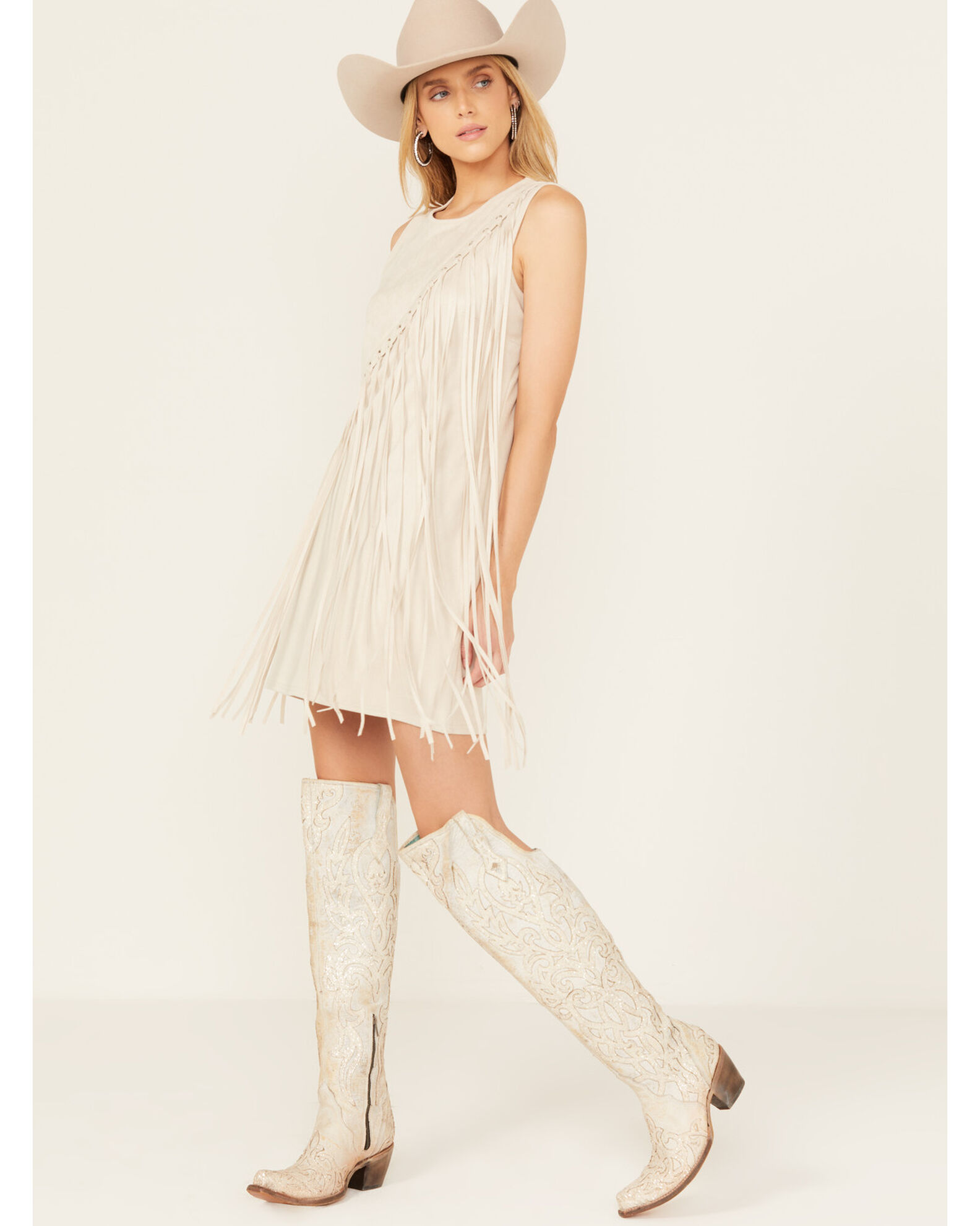 Product Name: Rock & Roll Denim Women's Sleeveless Asymmetrical Fringe Dress