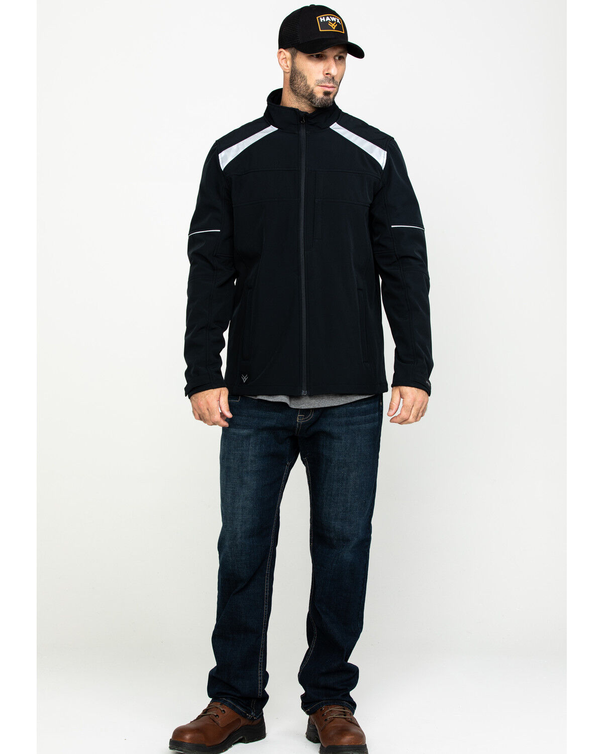 Image #6 - Hawx Men's Reflective Polar Fleece Moto Work Jacket - Tall, Black, hi-res
