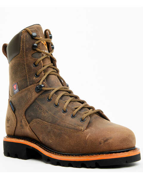 Hawx Men's 8" Insulated Lace-Up Waterproof Work Boots - Composite Toe , Brown, hi-res