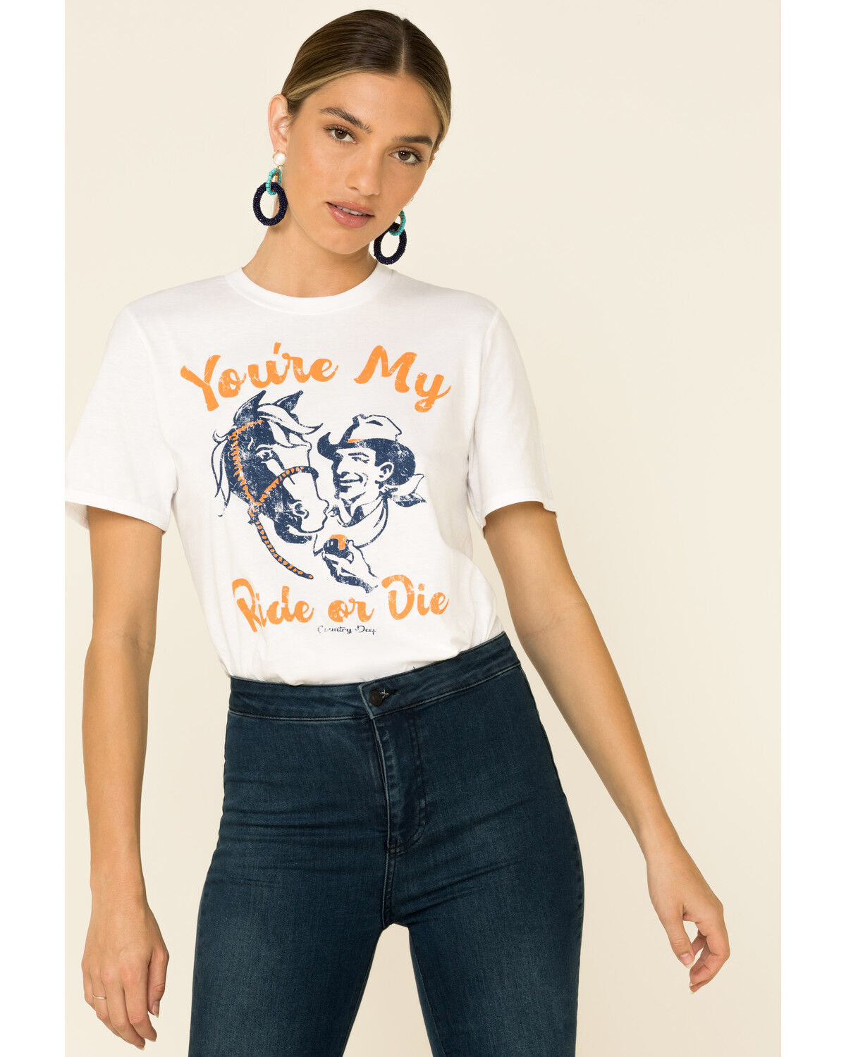 Image #1 - Country Deep Women's You're My Ride Or Die Graphic Tee, White, hi-res