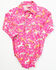 Image #1 - Cowgirl Hardware Infant Girls' Horse and Floral Print Long Sleeve Snap Onesie, Pink, hi-res