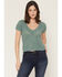 Image #1 - Shyanne Women's Short Sleeve Knit Sweater, Aqua, hi-res