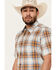 Image #2 - Cody James Men's Spur Dobby Plaid Print Short Sleeve Button-Down Stretch Western Shirt, Ivory, hi-res